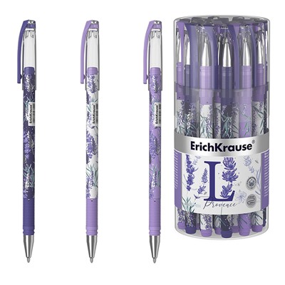 Ручка шариковая ErichKrause "ColorTouch Lavender", узел 0.7 мм, синяя, тонкое письмо, резиновый держатель, стержень с дизайном, микс