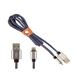 Кабель USB Джинсовый Lightning 1000mm (Синий)