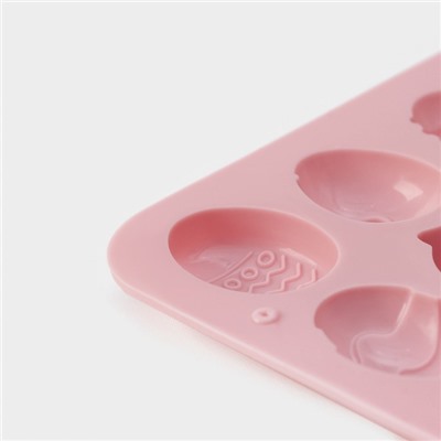 Форма силиконовая для кондитерских украшений Доляна «Пасхальные кролики», 19×12,5×1 см, 18 ячеек, цвет розовый