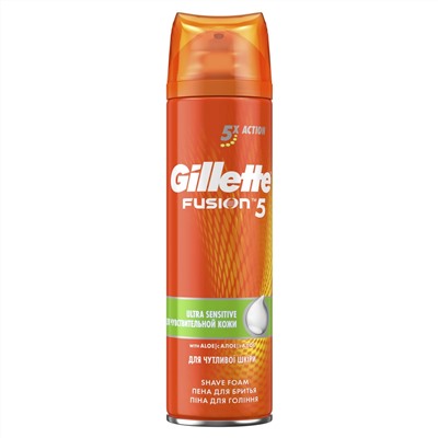 Гель для бритья Джиллетт(ʤɪˈlet) Fusion Sensitive для чувствительной кожи 200мл