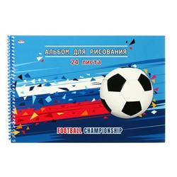 Альбом для рисования А4, 24 листа на гребне «Футбольный мяч», картонная обложка, блок 100 г/м2, МИКС