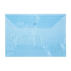 Папка-конверт на кнопке А4, 80 мкм, Calligrata "Клетка", прозрачный, синий