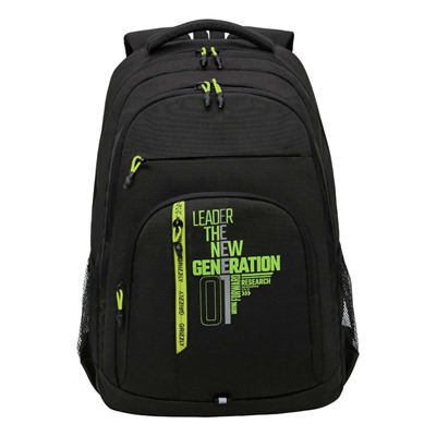 Рюкзак молодёжный 47 х 32 х 17 см, Grizzly, эргономичная спинка, отделение для ноутбука, чёрный