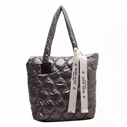 Женская сумка Экокожа+плащевка универсальная стеганная серый