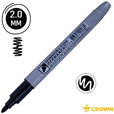 Маркер перманентный 2.0 мм, Crown Multi Marker Slim, пулевидный, черный