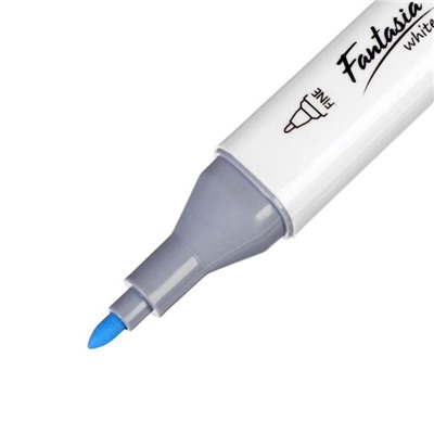 Художественный набор двухсторонних маркеров Mazari Fantasia White 6 цветов Blue colors (синие цвета), пишущие узлы 2.5-6.2 мм