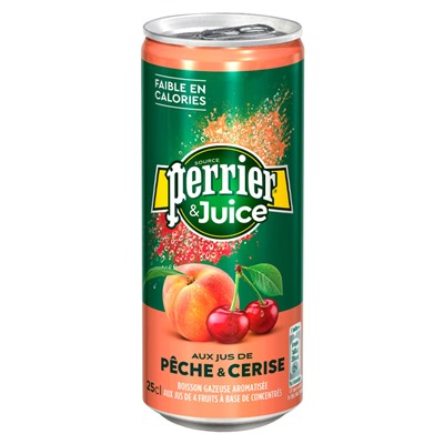 Газированный напиток Perrier & Juice со вкусом персика и вишни, 250 мл