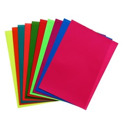 Бумага цветная формат, А4, 10 листов, 10 цветов, самоклеящаяся неон, плотность 70г/м3, 11мкр
