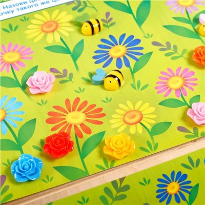 Развивающий набор с липучками «Изучаем цвета», пчёлы, цветочки, по методике Монтессори