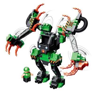 Набор с большим роботом и пилотом Technobot, цвет чёрный, оранжевый, зелёный