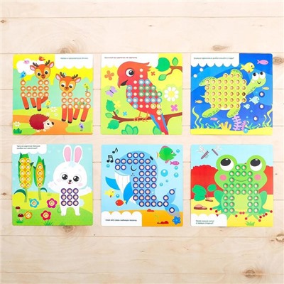 Весёлая мозаика с карточками «Животные», подбери цвет, по методике Монтессори