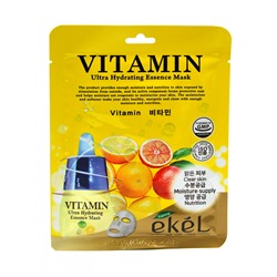 [EKEL] Маска для лица тканевая ВИТАМИН С Vitamin Ultra Hydrating Essence Mask, 25 мл