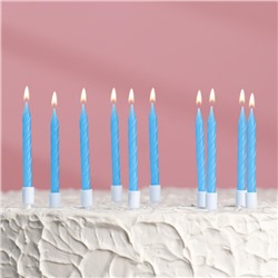 Свечи для торта "Неон", 10 шт, синие, 7 с