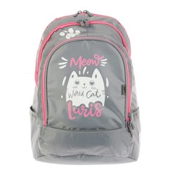 Рюкзак молодёжный, Luris «Спринт», 42 х 28 х 20 см, эргономичная спинка, для девочки «Кот»