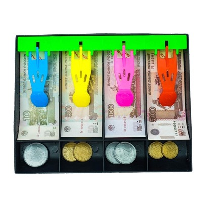 Игрушечный набор «Мой магазин»: пластиковая касса, монеты, деньги (рубли)