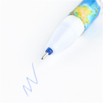 Набор ручка на выпускной пластик пиши-стирай и 9 стержней «Выпускнику школы» синяя паста, гелевая 0.5мм