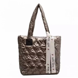 Женская сумка Экокожа+плащевка универсальная стеганная коричневый