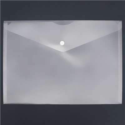 Папка-конверт на кнопке А4, 150 мкм, Calligrata Standard, прозрачная, белая