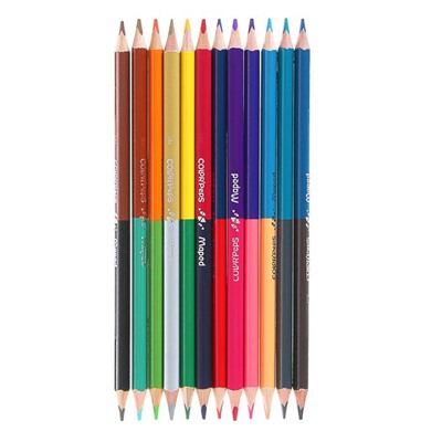 Карандаши двухцветные Maped Сolor Peps, трёхгранные, 24 цвета - 12 штук, европодвес