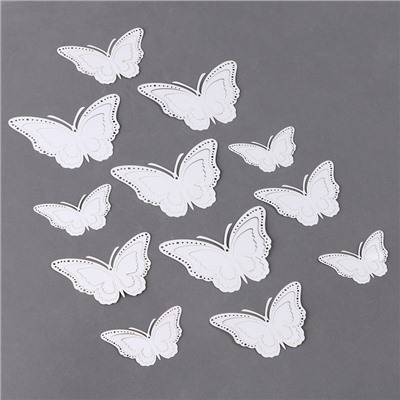 Набор для украшения «Бабочки», набор 12 шт, цвет белый