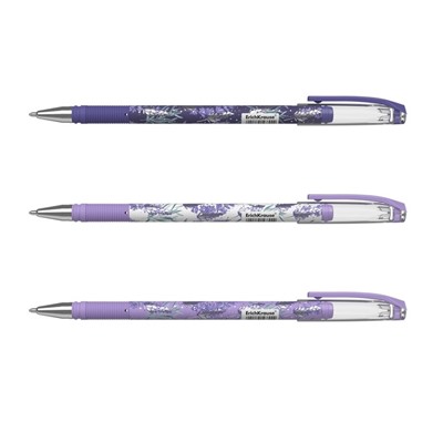 Ручка шариковая ErichKrause "ColorTouch Lavender", узел 0.7 мм, синяя, тонкое письмо, резиновый держатель, стержень с дизайном, микс