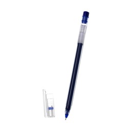 Ручка гелевая 0,5мм синяя, бесстержневая, корпус прозр треугольный, иголчатый пишущущий узел   96302