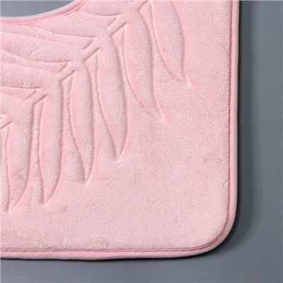 Набор ковриков для ванной и туалета Доляна «Тропики», 2 шт, 40×50, 50×80 см, цвет розовый