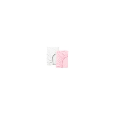 LEN ЛЕН, Простыня натяжн для кроватки, белый/розовый, 60x120 см
