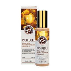 [ENOUGH] Тональный крем для лица ЗОЛОТО Rich Gold Double Wear Radiance Foundation SPF50+ PA+++ (23), 100 мл