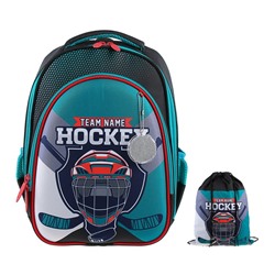 Рюкзак каркасный, Luris «Джерри 2», 38 х 28 х 18 см, наполнение: мешок для обуви «Хоккей»