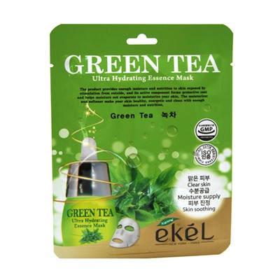 [EKEL] Маска для лица тканевая ЗЕЛЕНЫЙ ЧАЙ Green Tea Ultra Hydrating Essence Mask, 25 мл