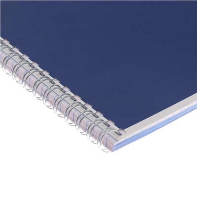 Блокнот А5, 40 листов в клетку на гребне "Синий", обложка мелованный картон, ВД лак, блок офсет