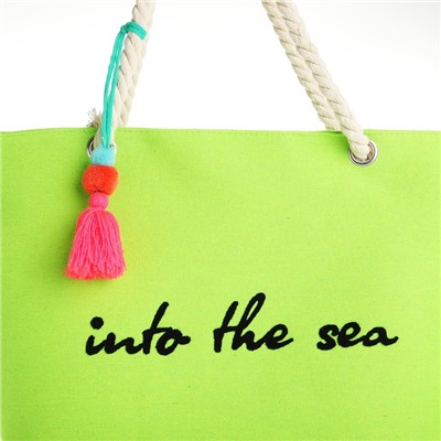 Сумка женская пляжная Into the sea, 50х34,5х14 см, зелёный цвет