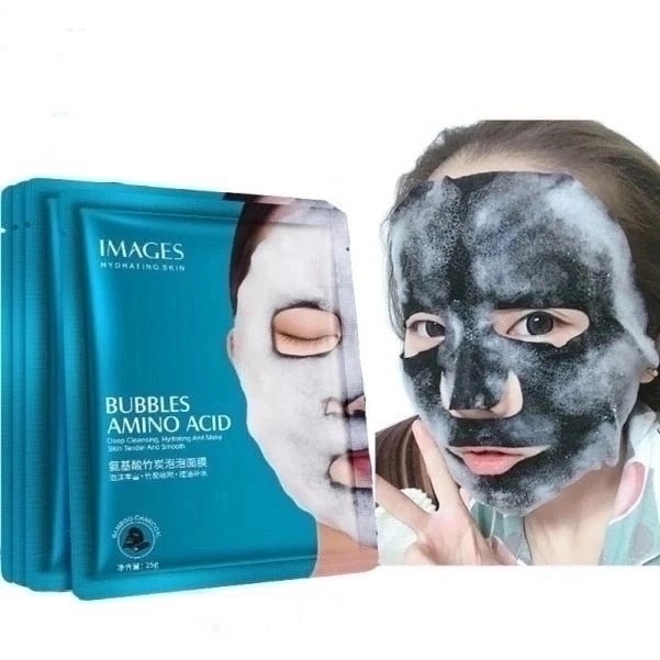 Смываемые корейские маски. Amino acid Bubbles маска. Маска тканевая acid пузырьковая. Images. Очищающая пузырьковая маска-салфетка, 25гр. Тканевая маска для лица Aichun Beauty Bamboo Charcoal Bubble face Mask 1 шт.