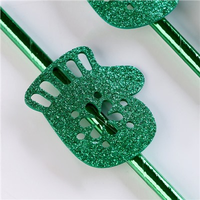 Трубочки для коктейля «Варежки», в наборе 6 шт., зелёные
