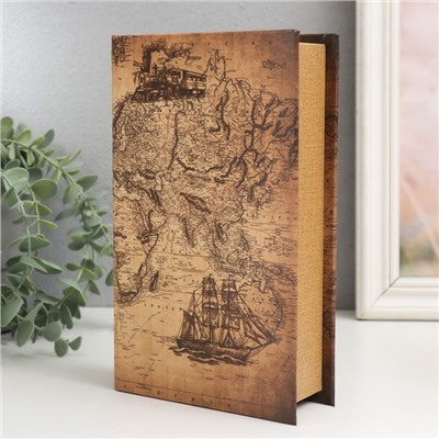 Сейф-книга дерево кожзам "Корабль в Индийском океане" 21х13х5 см