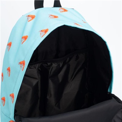 Рюкзак, отдел на молнии, наружный карман, цвет бирюзовый, «Креветки»