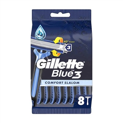 Станок для бритья одноразовый Джиллетт(ʤɪˈlet) Blue-3 Comfort/Blue-3 Cool/ Blue-3 Comfort Slalom (8 шт.) (Оригинал)