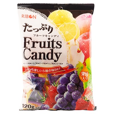 Карамель Ribon Fruits Candy - ассорти из 5 вкусов, 120 г