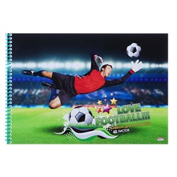 Альбом для рисования А4, 40 листов на гребне «Любовь к футболу», обложка мелованный картон