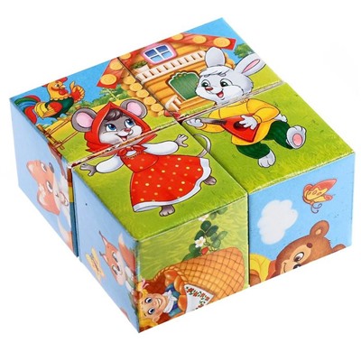 Кубики картонные «Любимые сказки», 4 шт