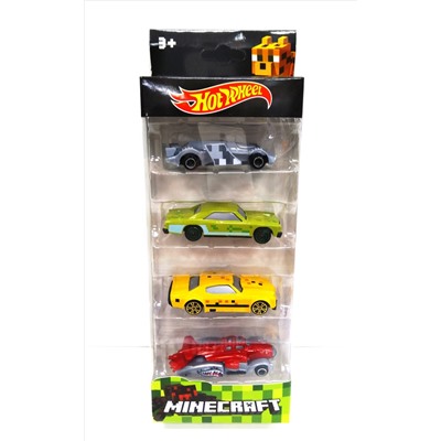 Набор машинок Hot Wheel Майнкрафт 4в1