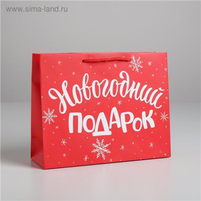 Пакет ламинированный горизонтальный «Новогодний подарок», MS 23 × 18 × 8 см