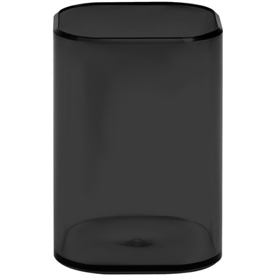 Подставка-стакан для канцелярии СТАММ "Фаворит", пластиковый, квадратный, тонировано-черная