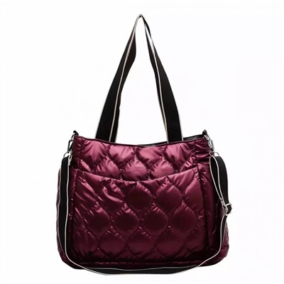 Женская сумка Экокожа+плащевка стеганная с ремнем и молнией красная