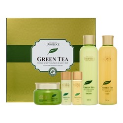 [DEOPROCE] НАБОР для лица дорожный ЗЕЛЕНЫЙ ЧАЙ (тонер, эмульсия, крем*2) Premium Green Tea Total Solution 3 Set, 260 мл*2 шт/100 мл/30 мл*2 шт