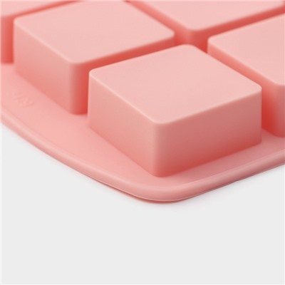 Форма для льда Доляна «Кьюб», 20×11,5×1,5 см, 15 ячеек, цвет розовый
