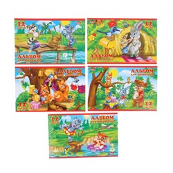 Альбом для рисования А5, 12 листов на скрепке «Для малышей», обложка картон 185 г/м2, блок офсет 100 г/м2, 5 видов МИКС