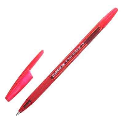 Ручка шариковая, ErichKrause, R-301 Stick&Grip Original, узел 1.0 мм, удобная грип-зона, красная