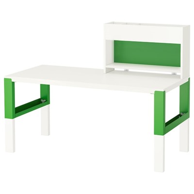 PÅHL ПОЛЬ, Стол с дополнительным модулем , белый/зеленый, 128x58 см